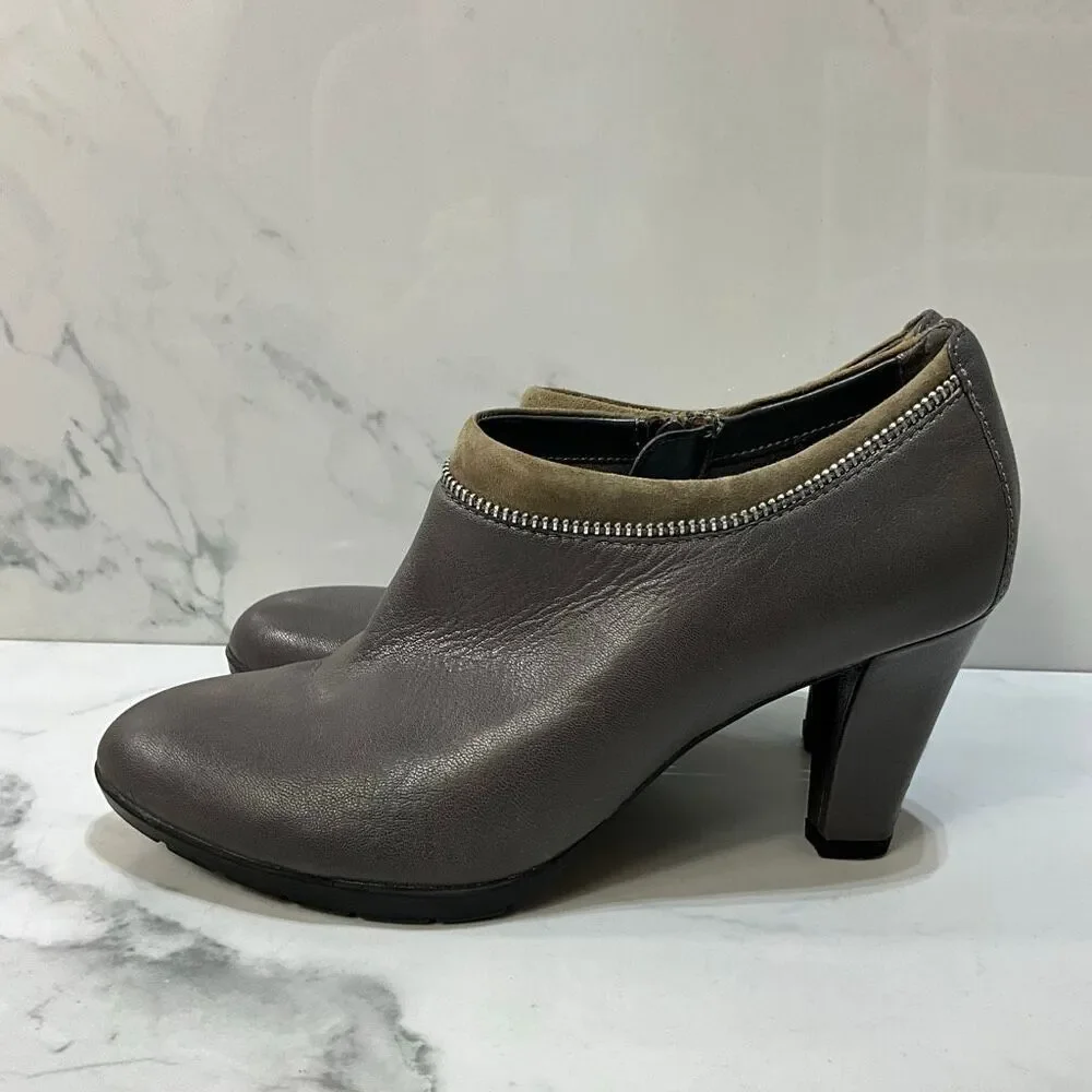 ANNE KLEIN Gray Leather Heels